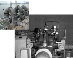 両吸込渦巻ポンプ　火力発電所の海水取水システム